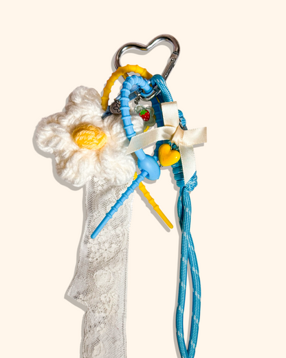 ♡ Bijou de sac fleur bleu