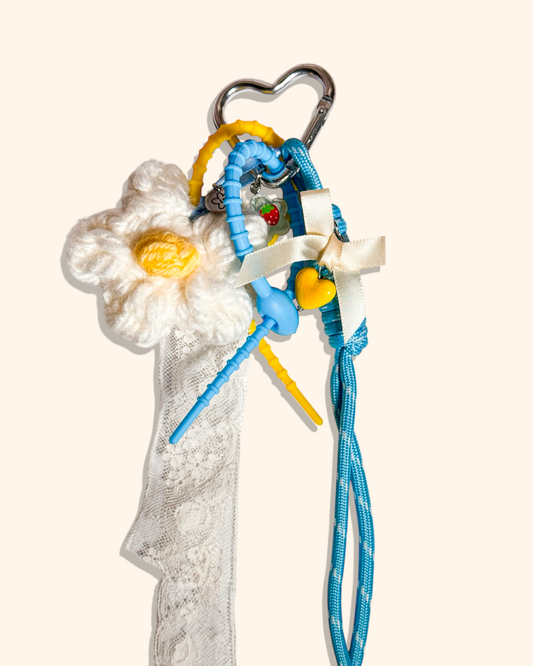 ♡ Bijou de sac fleur bleu