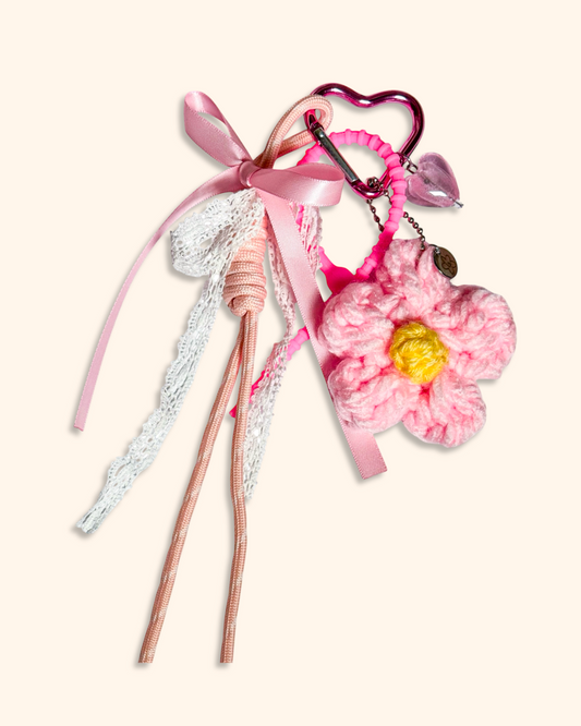 ♡ Bijou de sac fleur rose